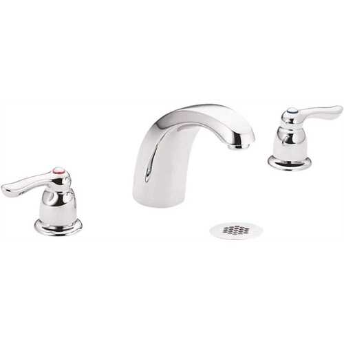 M-Bition 8 in. Widespread 2-Handle High-Arc Bathroom Faucet in Chrome with Grid Strainer Waste