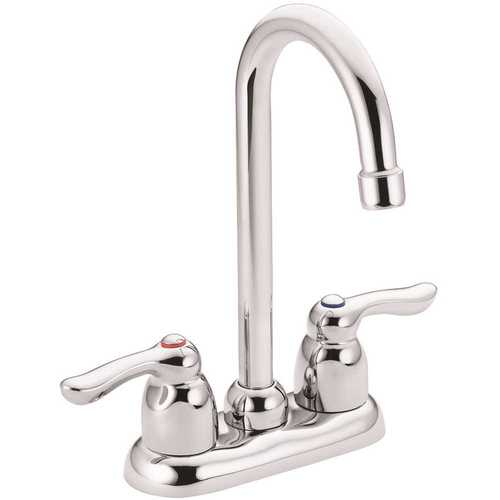 4 in. Centerset 2-Handle Vandal-Resistant Bar Faucet with 1/2 in. IPS Connections, 1.5 GPM, Lever Handles in Chrome