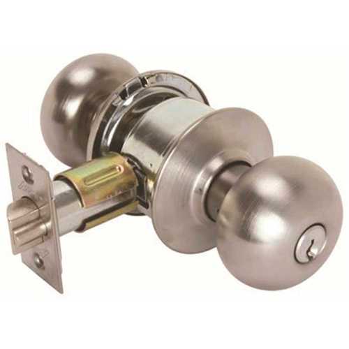 Arrow Lock MK12TA-26D-23/4-KD US26D 2-3/4 in. Store Room Keyed Door Knob Lock Satin Chrome