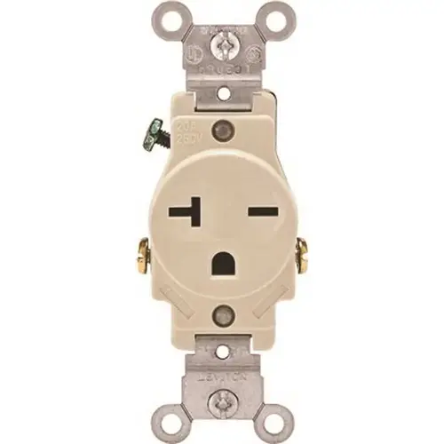Leviton 5821-T 20 Amp 250-Volt NEMA 6-20R 2-Pole Commercial Grade Single Straight Blade Receptacle, Light Almond