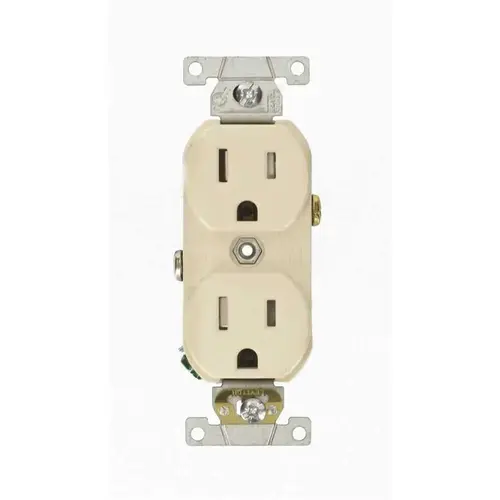 15 Amp Commercial Grade Tamper Resistant Side Wired Self Grounding Duplex Outlet, Light Almond