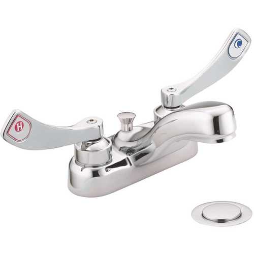 COMMERCIAL CENTERSET BATHROOM FAUCET WITH DRAIN, 2.2 GPM, WRISTBLADE HANDLES, CHROME