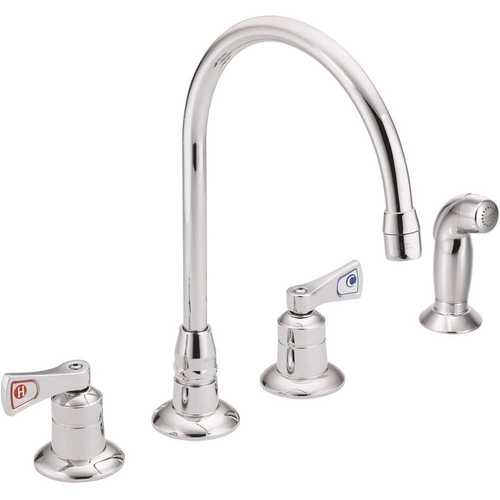 COMMERCIAL WIDESPREAD KITCHEN FAUCET WITH SPRAYER, 8 IN., 2.2 GPM, LEVER HANDLES, CHROME