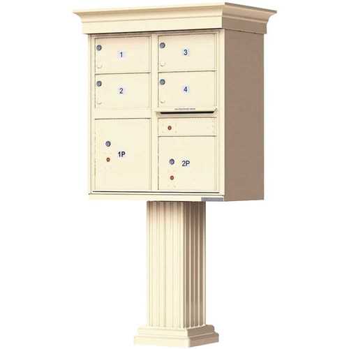 1570 Series 4-Large Mailboxes, 1-Outgoing, 2-Parcel Lockers, Vital Cluster Box Unit with Vogue Classic Accessories Sandstone Pebble