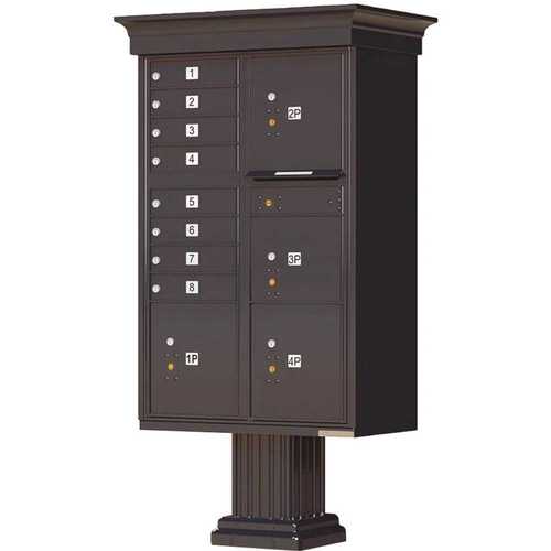 1570 Series 8-Mailboxes, 1-Outgoing, 4-Parcel Lockers, Vital Cluster Box Unit with Vogue Classic Accessories Black Pebble