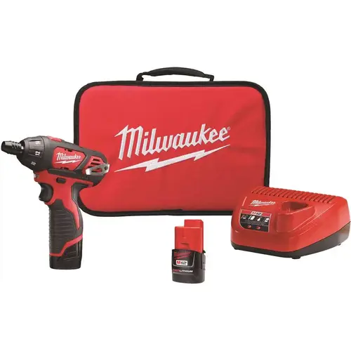 M12 Screwdriver Kit, Battery Included, 12 V, 1.5 Ah, 1/4 in Chuck, Hex, Quick-Change Chuck Red