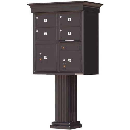 1570 Series 4-Large Mailboxes, 1-Outgoing, 2-Parcel Lockers, Vital Cluster Box Unit with Vogue Classic Accessories Black Pebble