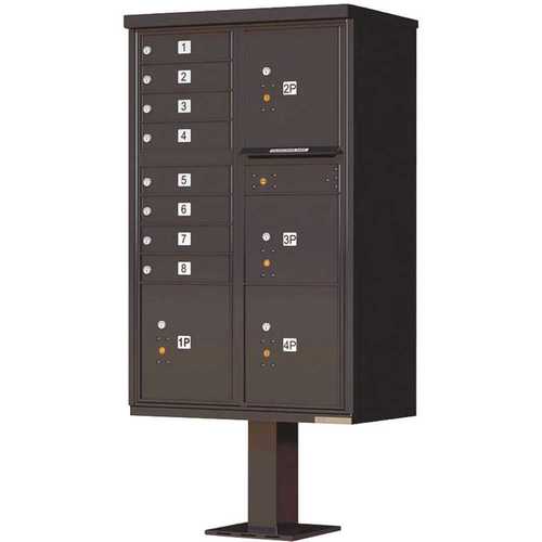 1570 Series 8-Mailboxes, 1-Outgoing Compartment, 4-Parcel Lockers, Vital Cluster Box Unit Black Pebble