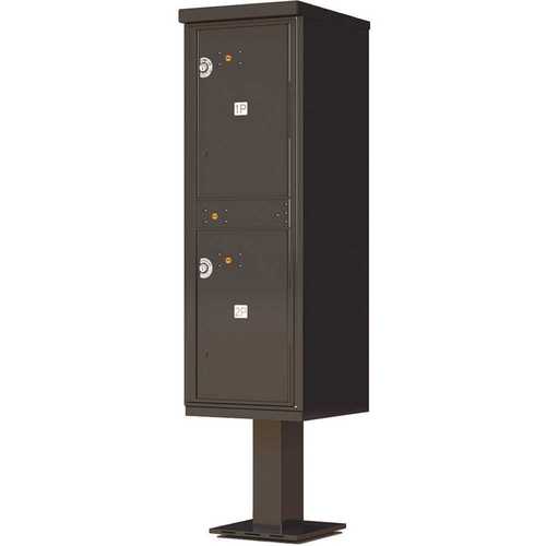 Florence 1590T1BKAF 1,590 Valiant Black Pedestal Mount 4-Compartment Locking Outdoor Parcel Locker Mailbox