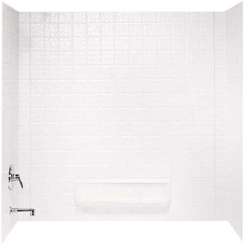 Swan TI-3-010 30 in. x 60 in. x 59.6 in. Square Tile Easy Up Adhesive Alcove Tub Surround in White