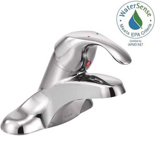 4 in. Centerset Single Handle Low-Arc Bathroom Faucet in Chrome with Grid Strainer Waste