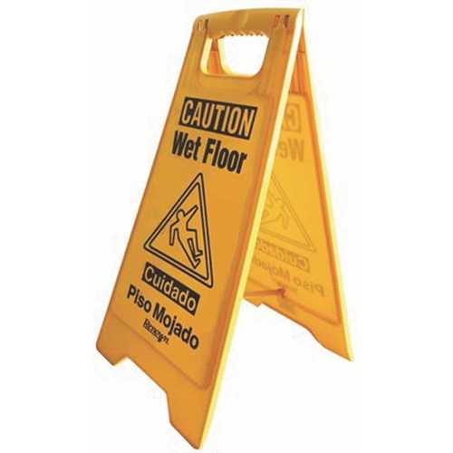 Renown 880547 25 in. English and Spanish Caution Wet Floor Sign in Yellow