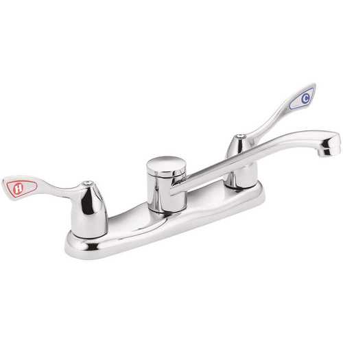Moen 8798 Commercial 2-Handle Low-Arc Kitchen Faucet in Chrome