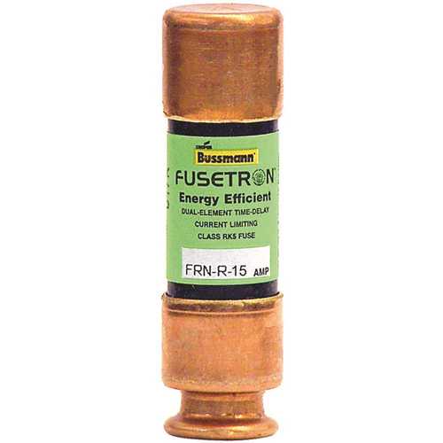 FRN Series Brass 15 Amp 250-Volt Fusetron Time Delay Fuse Pack of 10