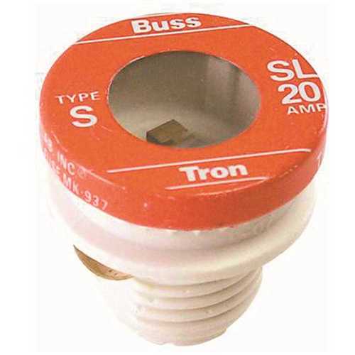 Bussmann SL-20 Plug Fuse, 20 A, 125 V, 10 kA Interrupt, Low Voltage, Time Delay Fuse - pack of 4