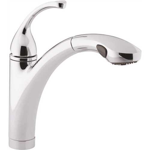 Kohler K-10433-CP Forte Single-Handle Pull-Out Sprayer Kitchen Faucet With MasterClean Spray Face in Polished Chrome