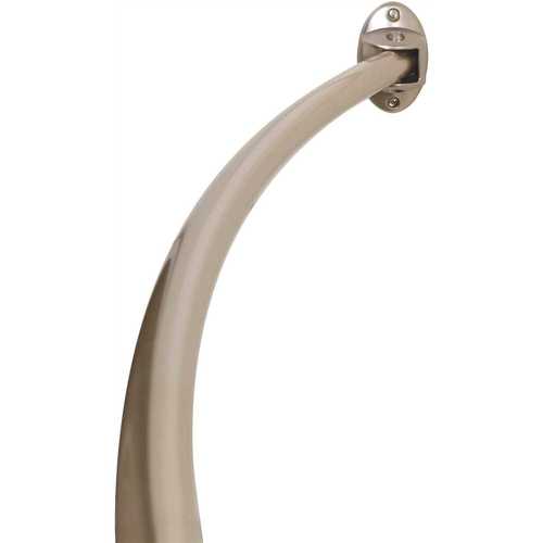 60 in. Never Rust Permanent Mount Curved Shower Rod in Brushed Nickel