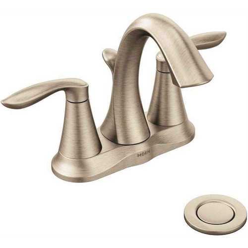 Moen 6410BN Eva 4 in. Centerset 2-Handle High-Arc Bathroom Faucet in Brushed Nickel