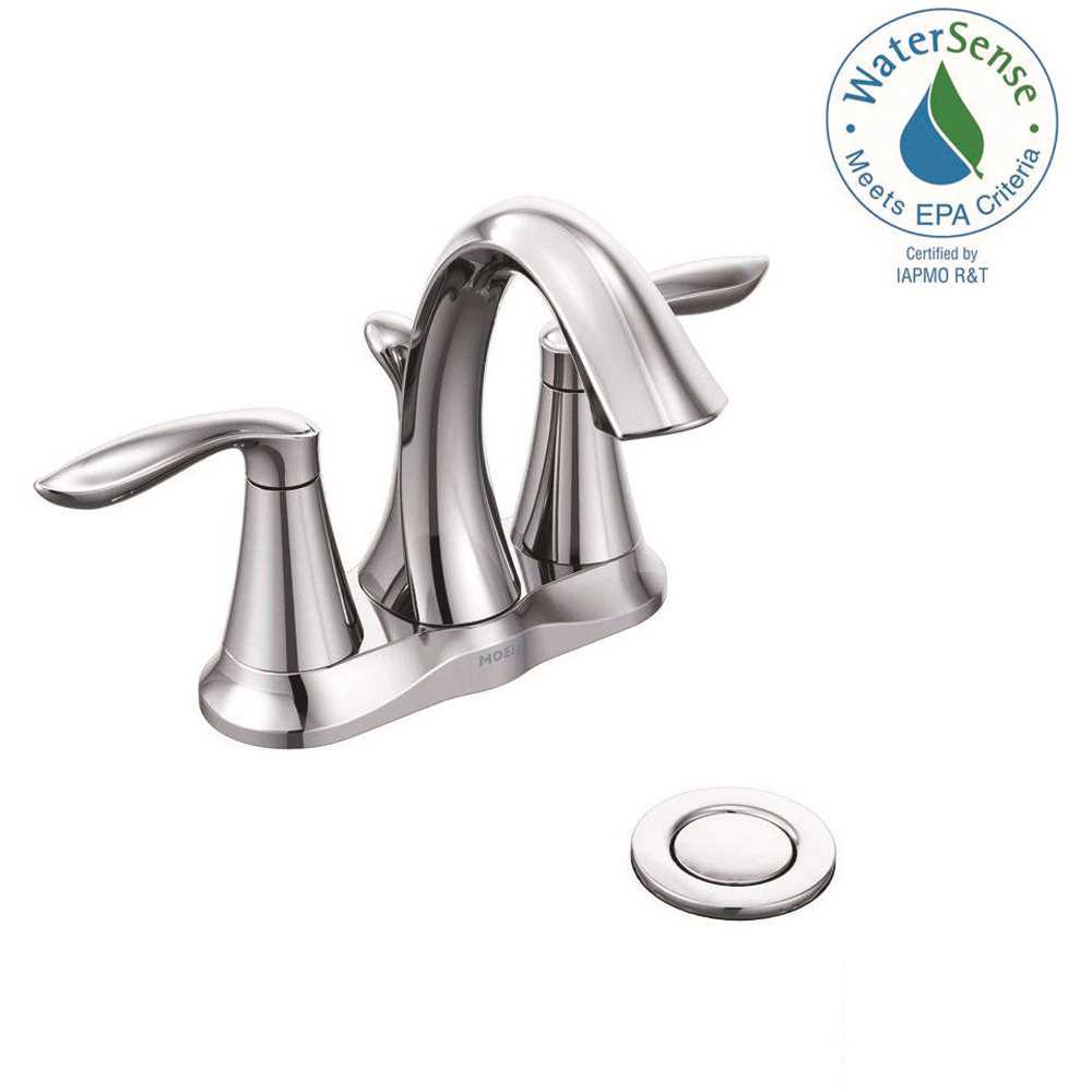 Moen 6410 Eva 4 in. Centerset 2-Handle High-Arc Bathroom Faucet in Chrome