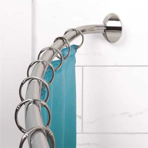 44 in. - 72 in. Neverrust Adjustable Curved Shower Rod Concealed Mount in Chrome