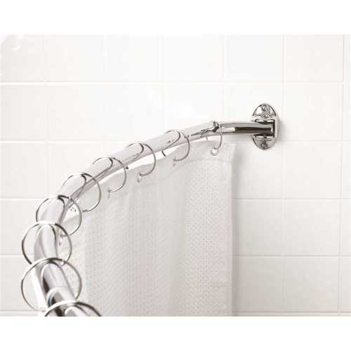 Premier 35607SSIL 56 in. - 72 in. Neverrust Adjustable Curved Shower Rod Exposed Mount in Chrome