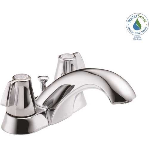 Classic 4 in. Centerset 2-Handle Bathroom Faucet with Metal Drain Assembly in Chrome