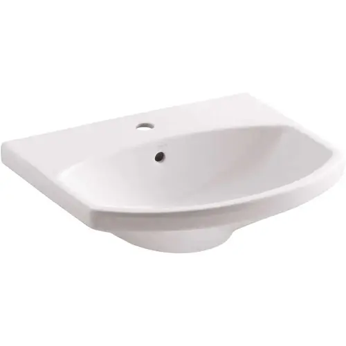 Cimarron 3-5/8 in. Vitreous China Pedestal Sink Basin in White with Overflow Drain