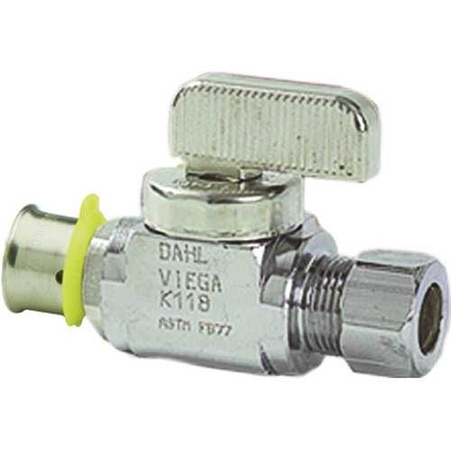 PureFlow 1/2 in. x 1/4 in. Zero Lead Press Stop Valve Straight Chrome