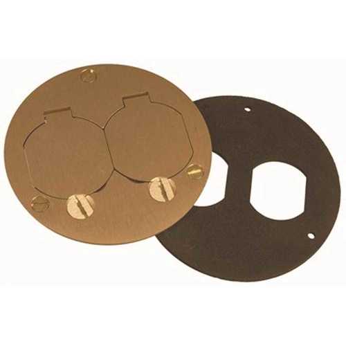 3-7/8 in. Dia Brass Duplex Cover with Lift Lids, Round