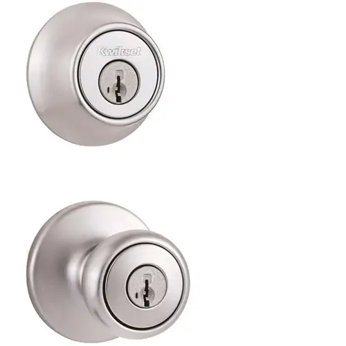 Tylo Satin Chrome Single Cylinder Door Knob Combo Pack Featuring SmartKey Security