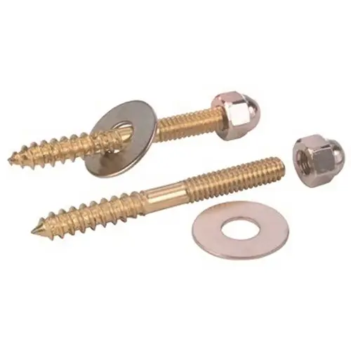 1/4 in. x 2-1/2 in. Toilet Screws Brass Plated - pack of 5