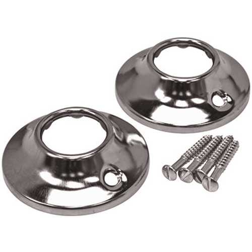 2.4 in. Steel Shower Rod Flange in Chrome - Pair