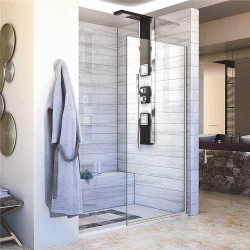 Linea 34 in. x 72 in. Semi-Frameless Fixed Shower Door without Handle in Brushed Nickel