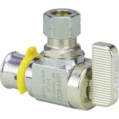 PureFlow 1/2 in. x 1/4 in. Zero Lead Press Stop Valve Angled Chrome