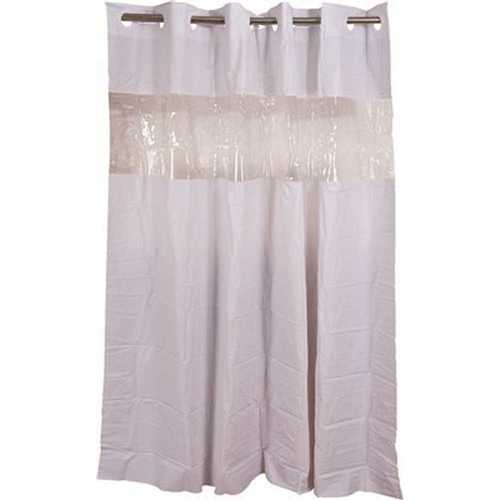 Hookless HBH08VIS01 71 in. x 74 in. White Vision Shower Curtain with Clear Vinyl Window