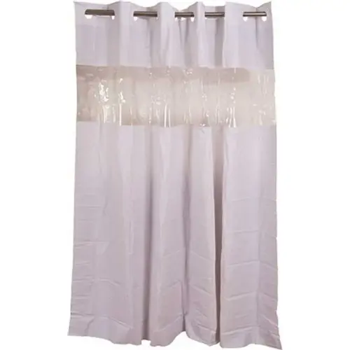 71 in. x 74 in. White Vision Shower Curtain with Clear Vinyl Window