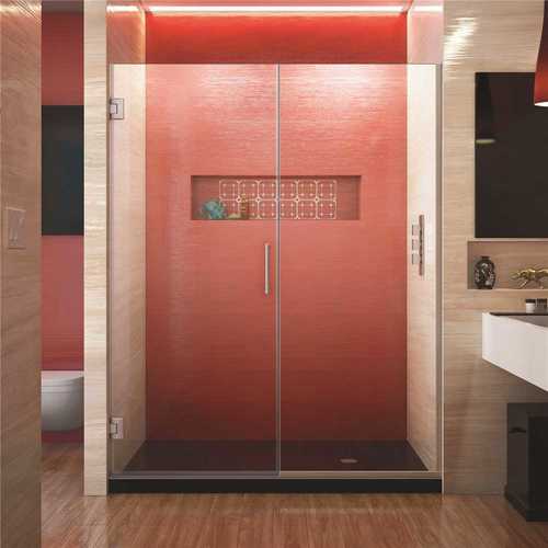 Unidoor Plus 59 to 59.5 in. x 72 in. Frameless Hinged Shower Door in Brushed Nickel