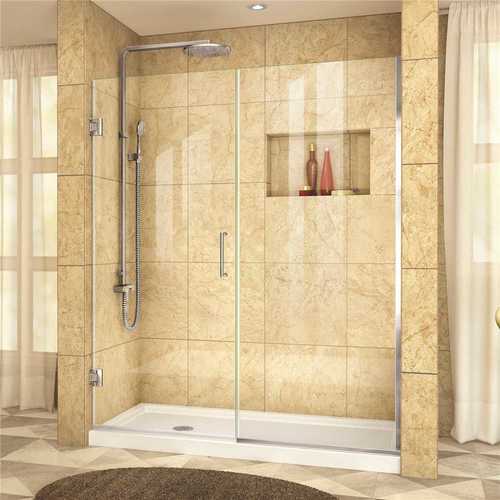 Unidoor Plus 58.5 to 59 in. x 72 in. Frameless Hinged Shower Door in Chrome