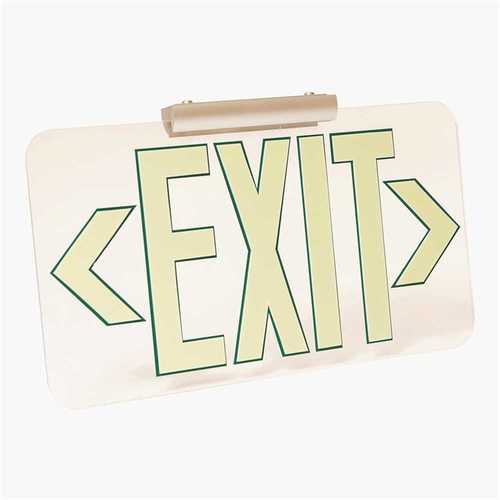 LumAware CLR-GR-FM-FC-T Patented UL Listed Clear Lucite Photoluminescent UL924 Emergency Exit Sign(LED Lighting Compliant) Mounting Kit Included