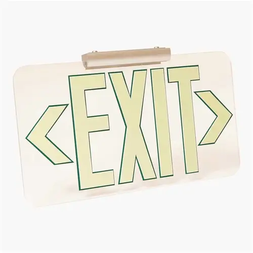 LumAware CLR-GR-FM-FC-T Patented UL Listed Clear Lucite Photoluminescent UL924 Emergency Exit Sign(LED Lighting Compliant) Mounting Kit Included Green