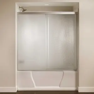 60 in. x 56-3/8 in. Framed Sliding Bathtub Door Kit in Silver with Pebbled Glass 60 in. x 56-3/8 in. Framed Sliding Bathtub Door Kit in Silver with Pebbled Glass