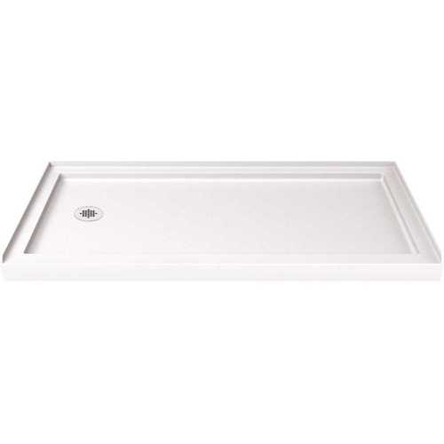 SlimLine 32 in. D x 60 in. W Single Threshold Shower Base in White