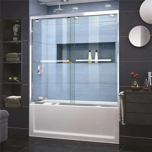 Encore 56 to 60 in. x 58 in. Semi-Frameless Sliding Bypass Tub Door in Chrome