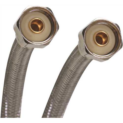 Fluidmaster B4F20 1/2 in. F.I.P. x 1/2 in. F.I.P. x 20 in. L Braided Stainless Steel Faucet Connector