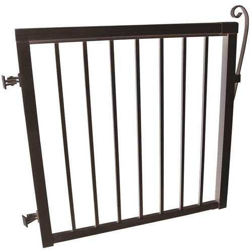 Aluminum Railing 42 in. x 40 in. Black Aluminum Picket Gate