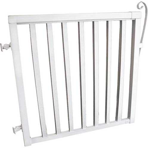 42 in. x 40 in. White Aluminum Wide Picket Gate