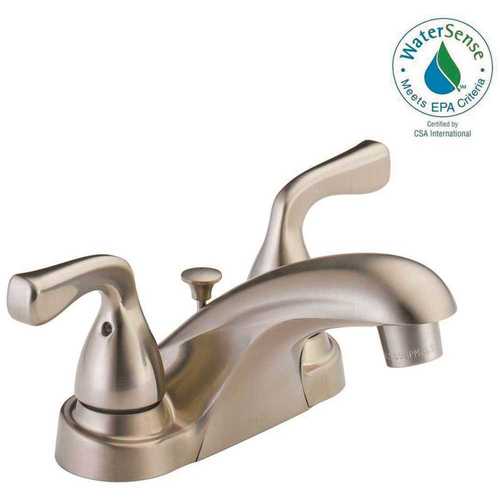 Foundations 4 in. Centerset 2-Handle Bathroom Faucet in Brushed Nickel