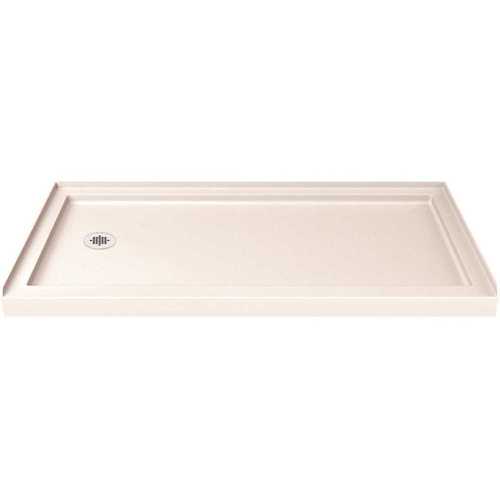 SlimLine 32 in. D x 60 in. W Single Threshold Shower Base in Biscuit with Left Hand Drain