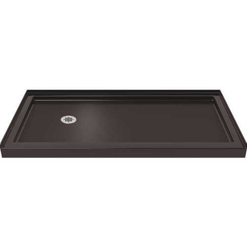SlimLine 36 in. D x 60 in. W Single Threshold Shower Base in Black with Left Hand Drain