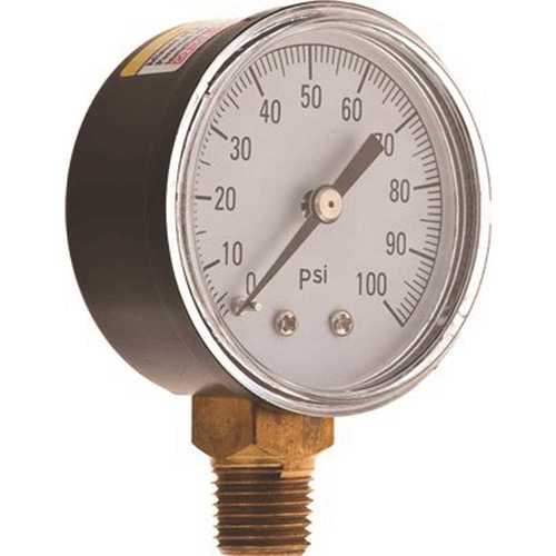 0 to 100 psi Pressure Gauge, 2 in. Face, Poly